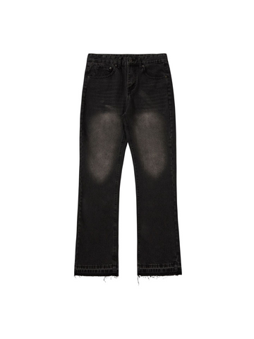 Black 507-Fit Vintage-Wash Jeans with Frayed Hems