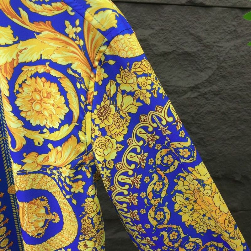 Baroque Gold Pattern Long Sleeve Cotton Shirt