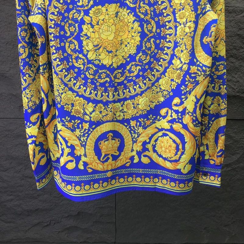 Baroque Gold Pattern Long Sleeve Cotton Shirt
