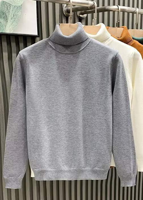 Ribbed Turtleneck Wool-Blend Sweater in Camel or Navy