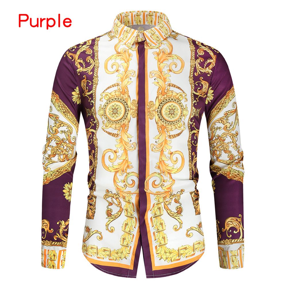 Baroque Print Long-Sleeve Cotton Shirt