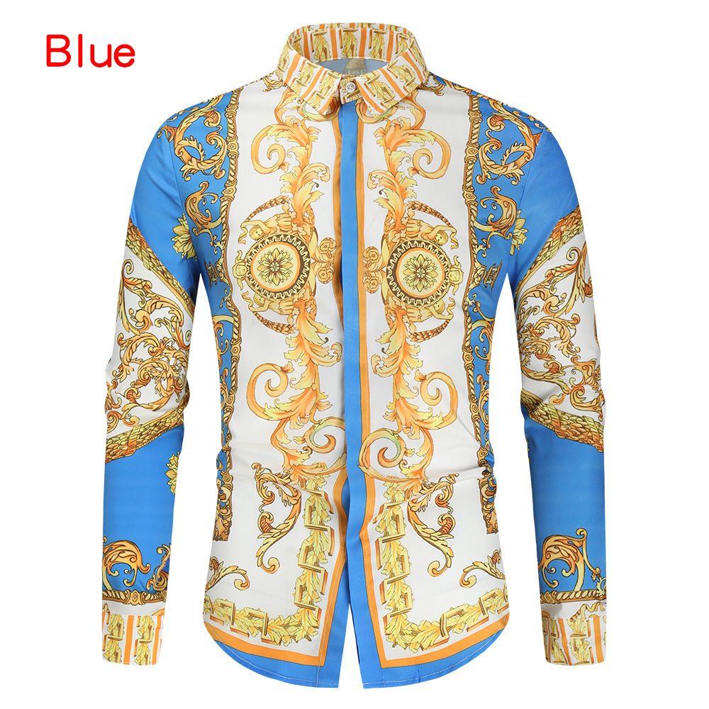 Baroque Print Long-Sleeve Cotton Shirt