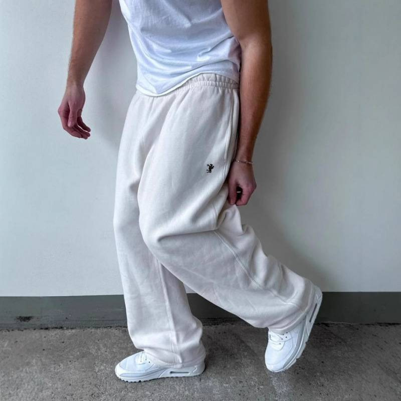 Black White Gray Navy Loose-Fit Cotton-Blend Sweatpants