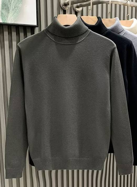 Ribbed Turtleneck Wool-Blend Sweater in Camel or Navy
