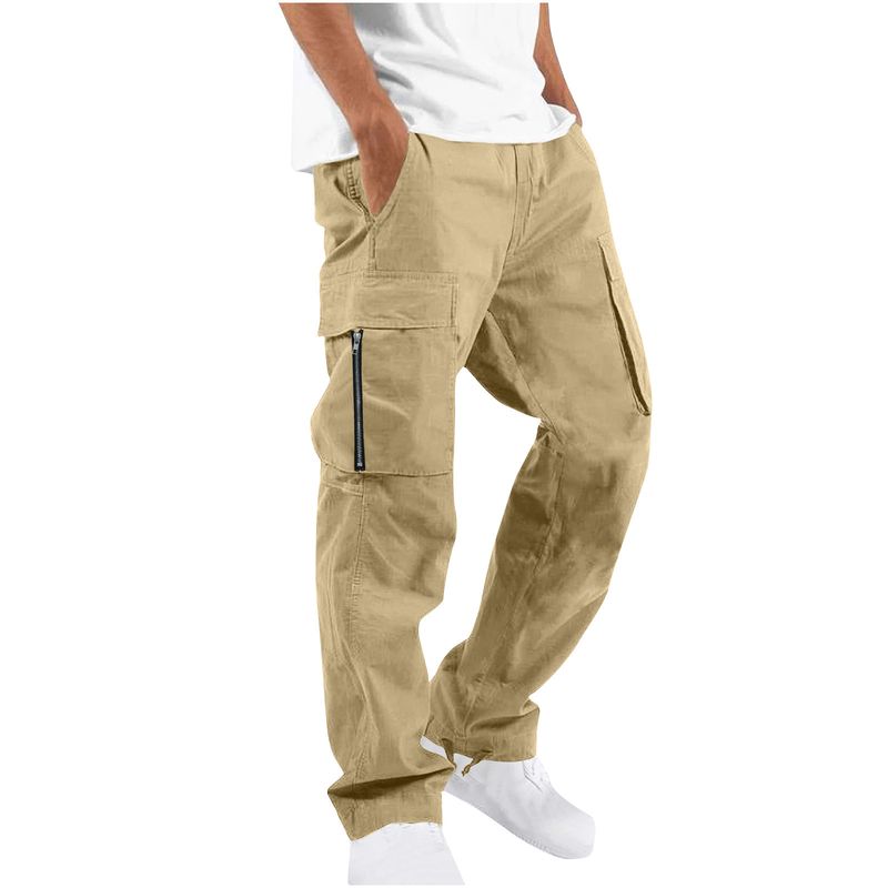 Men's drawstring cargo pants with multi-pocket design