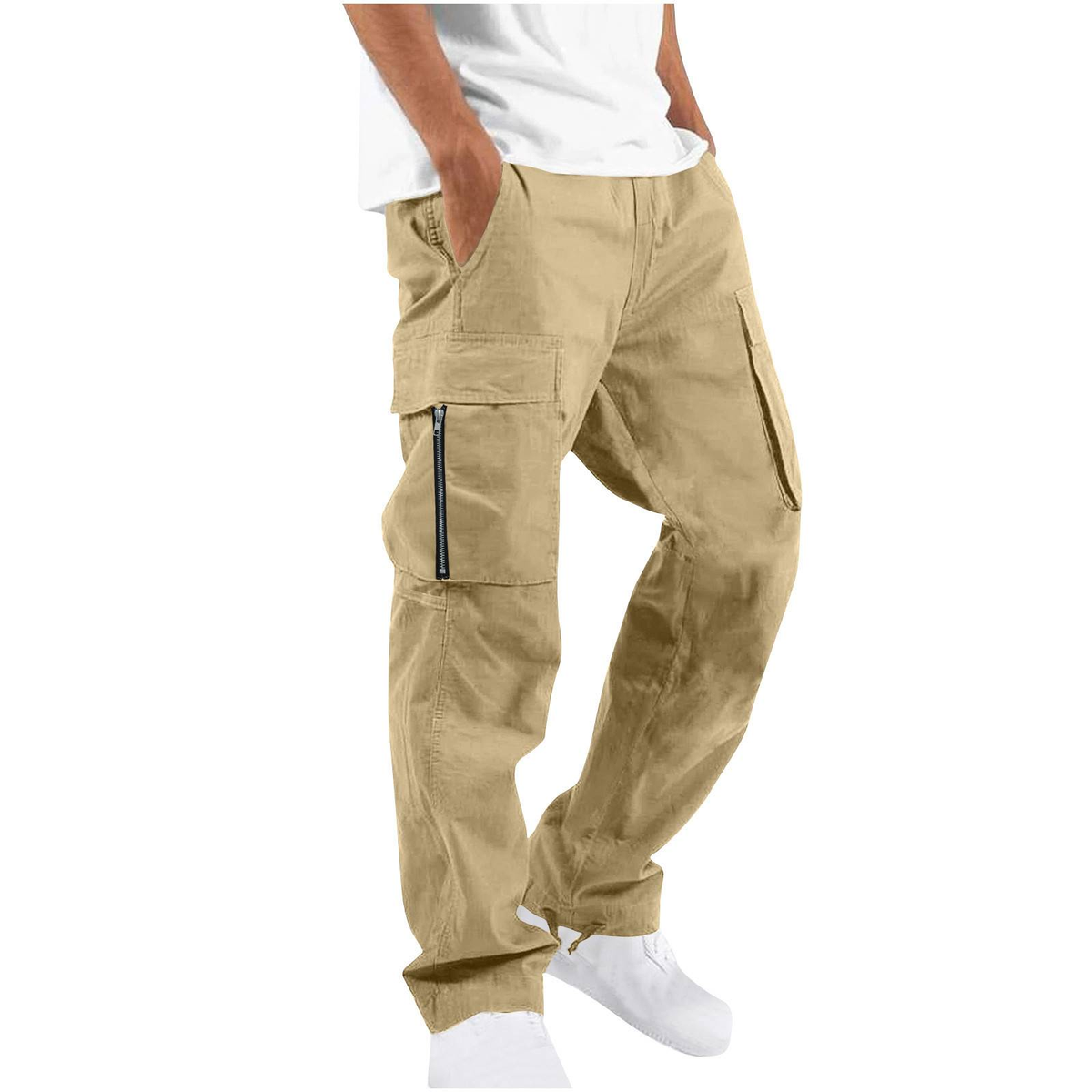 Men's drawstring cargo pants with multi-pocket design