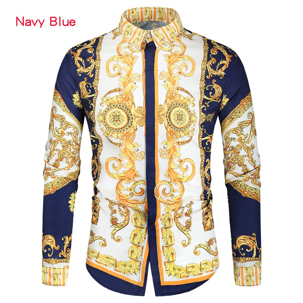 Baroque Print Long-Sleeve Cotton Shirt