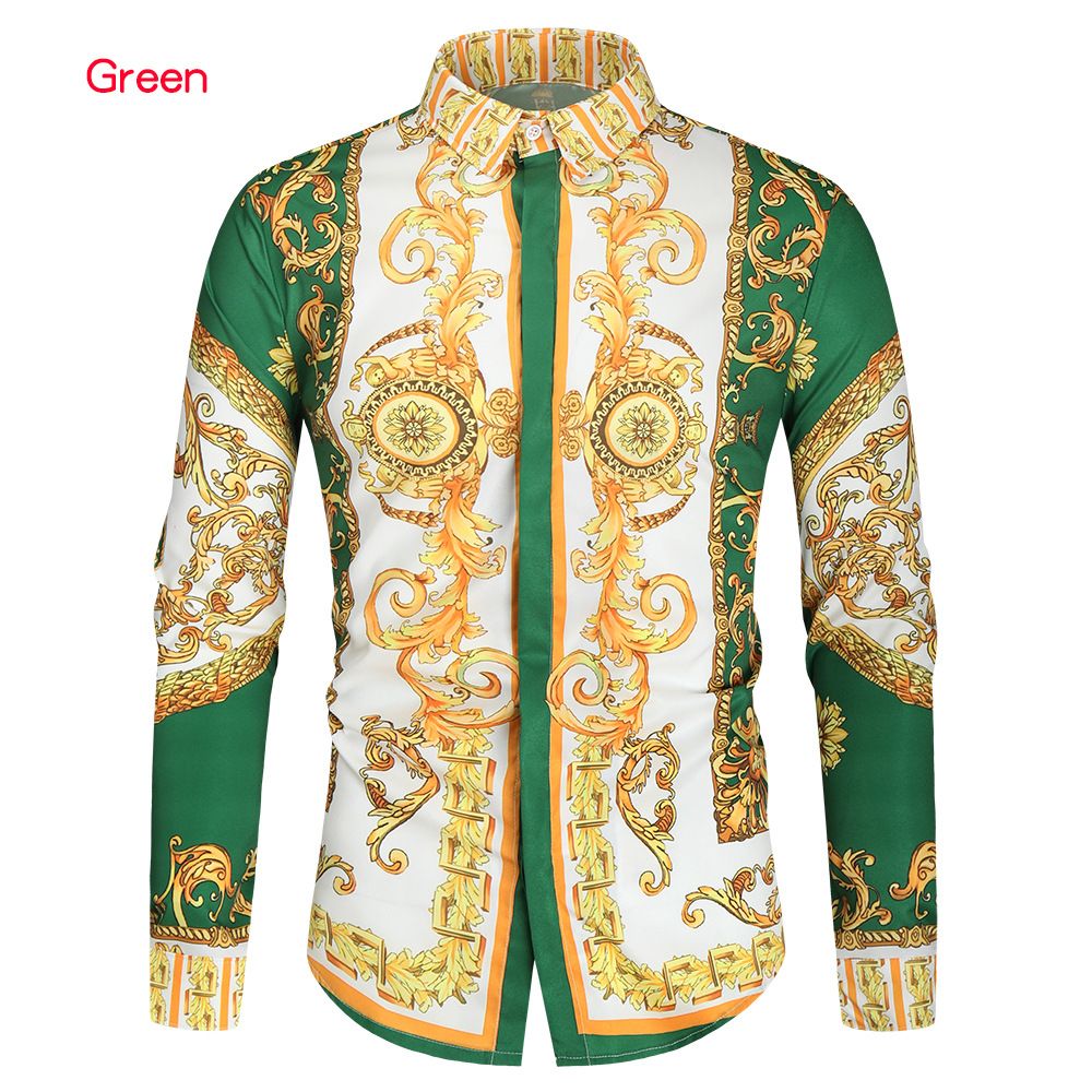 Baroque Print Long-Sleeve Cotton Shirt