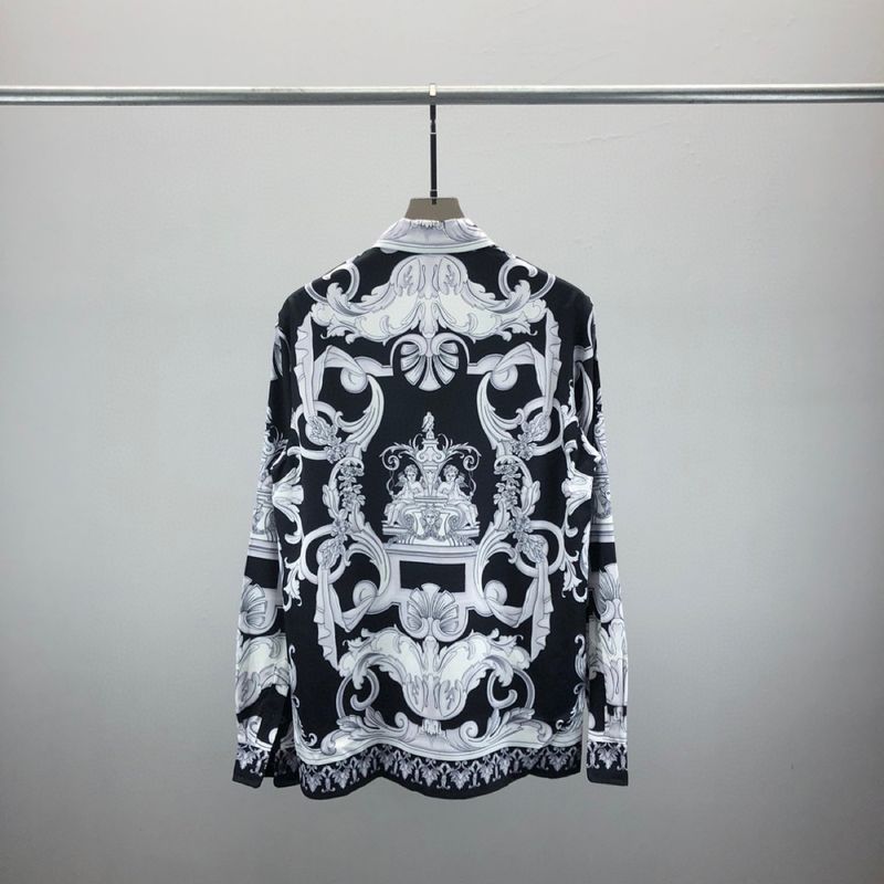 Black long sleeve shirt with Baroque scroll print